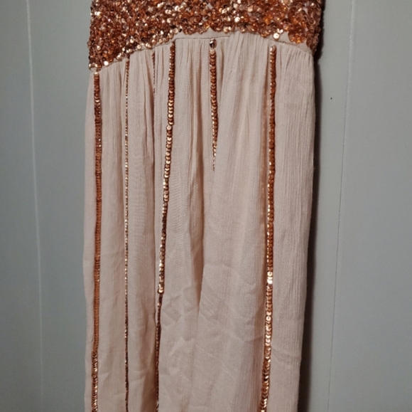 Free People Glitter Girl Sequin Rose Gold Embellished Mini Dress - Picture 14 of 16